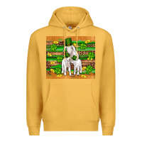Mustard st patricks goat family shamrock gold serape leopard glitter wooden tu Premium Hoodie - Artiststas