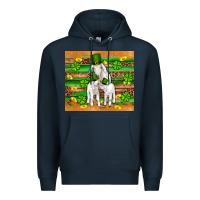 Navy st patricks goat family shamrock gold serape leopard glitter wooden tu Premium Hoodie - Artiststas