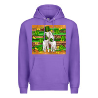 Purple st patricks goat family shamrock gold serape leopard glitter wooden tu Premium Hoodie - Artiststas