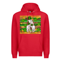 Red st patricks goat family shamrock gold serape leopard glitter wooden tu Premium Hoodie - Artiststas