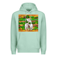 Seafoam st patricks goat family shamrock gold serape leopard glitter wooden tu Premium Hoodie - Artiststas