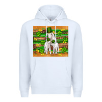 White st patricks goat family shamrock gold serape leopard glitter wooden tu Premium Hoodie - Artiststas