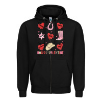 Black howdy valentine copy Zipper Hoodie - MaliasSmallBusiness