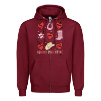 Burgundy howdy valentine copy Zipper Hoodie - MaliasSmallBusiness
