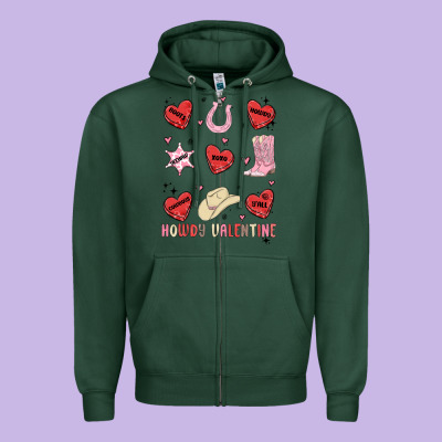 Zipper Hoodie howdy valentine copy