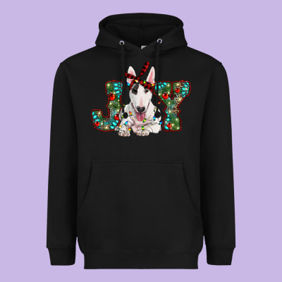 Christmas Joy Bull Terrier Heavyweight Hoodie Designed By Ranaportraitstore