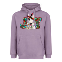 Lavender Christmas joy bull terrier Heavyweight Hoodie - RanaPortraitStore