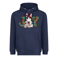 Navy Christmas joy bull terrier Heavyweight Hoodie - RanaPortraitStore