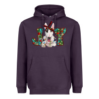 Plum Christmas joy bull terrier Heavyweight Hoodie - RanaPortraitStore