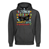Charcoal Heather i teach kindergarten whats your superpower Zipper Hoodie - MaliasSmallBusiness