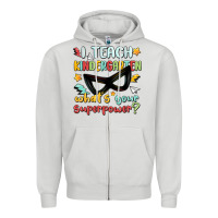 Dove Grey i teach kindergarten whats your superpower Zipper Hoodie - MaliasSmallBusiness