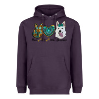 Plum peace love white sepherd Heavyweight Hoodie - RanaPortraitStore