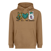 Toasted Coconut peace love white sepherd Heavyweight Hoodie - RanaPortraitStore