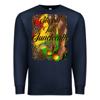 Navy steppin'  into juneteenth Premium Sweatshirt - HRA Design Shop