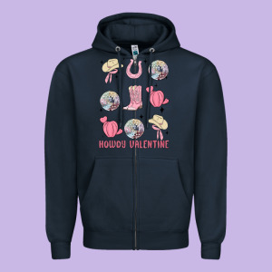 Howdy Valentine Zipper Hoodie Designed By Maliassmallbusiness