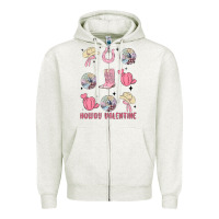 Oatmeal Heather howdy valentine Zipper Hoodie - MaliasSmallBusiness