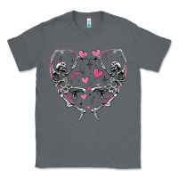Charcoal Heather valentines day skeleton Classic Tee - MaliasSmallBusiness