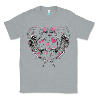 Heather Grey valentines day skeleton Classic Tee - MaliasSmallBusiness