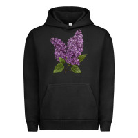 Pigment Black Purple Lilac Flower Illustrations Urban Hoodie - LillyAllenDesigns