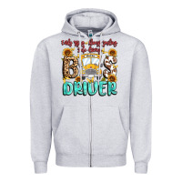 Heather Grey early rising always smiling safe driving bus drive Zipper Hoodie - MaliasSmallBusiness