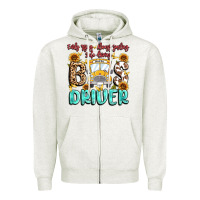 Oatmeal Heather early rising always smiling safe driving bus drive Zipper Hoodie - MaliasSmallBusiness