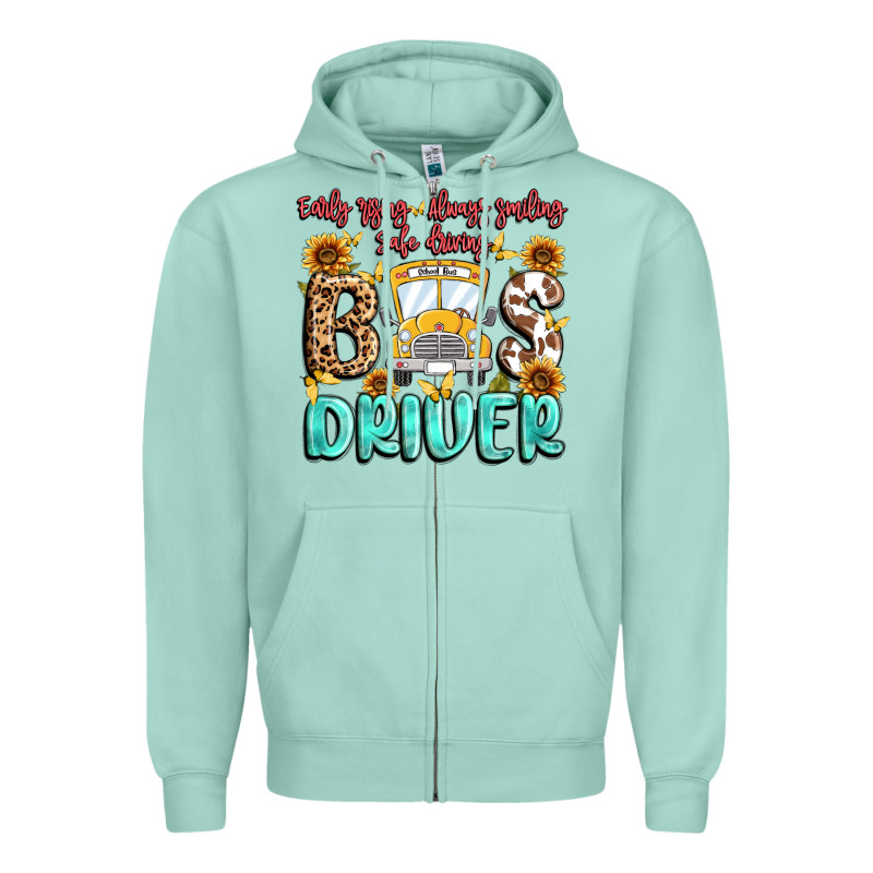 Early Rising Always Smiling Safe Driving Bus Drive Zipper Hoodie by MaliasSmallBusiness | Teevron