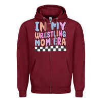 Burgundy in my wrestling mom era Zipper Hoodie - MaliasSmallBusiness
