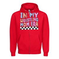 Red in my wrestling mom era Zipper Hoodie - MaliasSmallBusiness