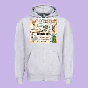 Hunting Life Zipper Hoodie Designed By Maliassmallbusiness