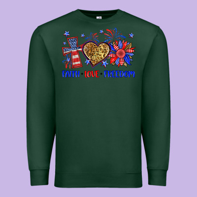 Faith Love Freedom Premium Sweatshirt Designed By Neo Western