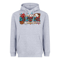 Heather Grey sister baseball Heavyweight Hoodie - Zillion Design Studio