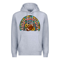 Heather Grey football rainbow Premium Hoodie - Artiststas