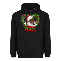 Black merry christmas african american santa with wreath Heavyweight Hoodie - RanaPortraitStore