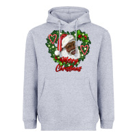 Heather Grey merry christmas african american santa with wreath Heavyweight Hoodie - RanaPortraitStore