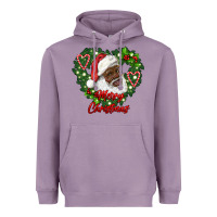 Lavender merry christmas african american santa with wreath Heavyweight Hoodie - RanaPortraitStore
