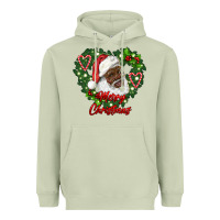 Matcha merry christmas african american santa with wreath Heavyweight Hoodie - RanaPortraitStore