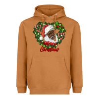 Meerkat merry christmas african american santa with wreath Heavyweight Hoodie - RanaPortraitStore
