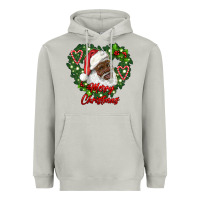 Moon Dust merry christmas african american santa with wreath Heavyweight Hoodie - RanaPortraitStore