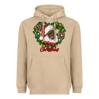 Mushroom merry christmas african american santa with wreath Heavyweight Hoodie - RanaPortraitStore