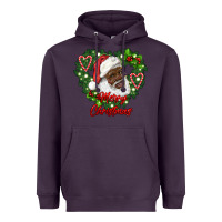 Plum merry christmas african american santa with wreath Heavyweight Hoodie - RanaPortraitStore