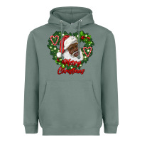 Sage merry christmas african american santa with wreath Heavyweight Hoodie - RanaPortraitStore