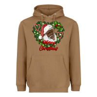 Toasted Coconut merry christmas african american santa with wreath Heavyweight Hoodie - RanaPortraitStore
