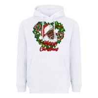 White merry christmas african american santa with wreath Heavyweight Hoodie - RanaPortraitStore