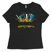 Black customize nail tools with sunflower Ladies Tee - BarkalooDesign