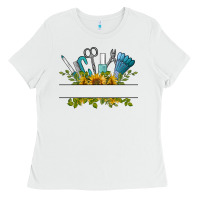 White customize nail tools with sunflower Ladies Tee - BarkalooDesign