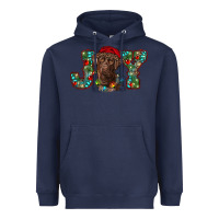 Navy labrador retriever christmas joy Heavyweight Hoodie - RanaPortraitStore
