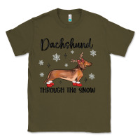 Army Green dachshund through the snow Classic Tee - MaliasSmallBusiness