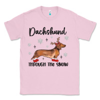 Bubblegum Pink dachshund through the snow Classic Tee - MaliasSmallBusiness
