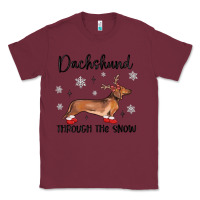 Burgundy dachshund through the snow Classic Tee - MaliasSmallBusiness