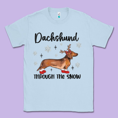 Classic Tee dachshund through the snow